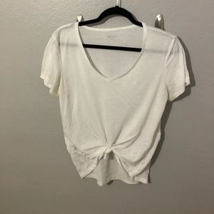 White tie-up tee